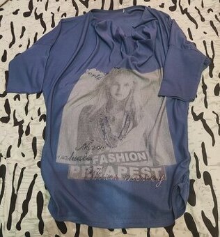 Bluzka niebieska ze zdjęciem 3/4 rękawa