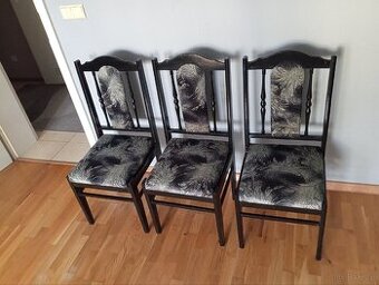 3 Krzesła drewniane tapicerowane czarne