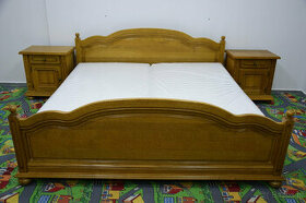łóżko dębowe z nowymi materacami i szafkami - 1