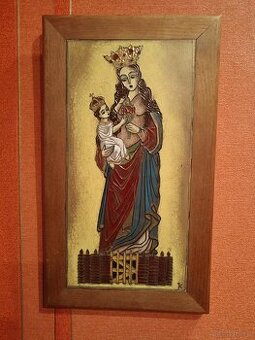 Matka Boża Zielna obraz ceramika- ręczne wykonanie.