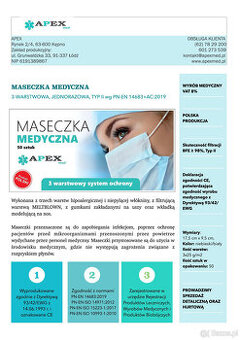 MASECZKA MEDYCZNA 50 SZT. 3-WARSTWOWA JEDNORAZOWA