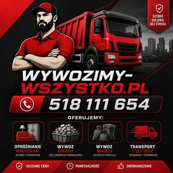 Opróżnianie mieszkań,piwnic  Wywóz mebli śmieci