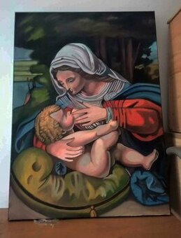 Matka boska karmiąca - Obraz olejny - 50 na 70 cm