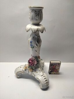 Stara niemiecka porcelana Świecznik sygnowany Gottfried Schi
