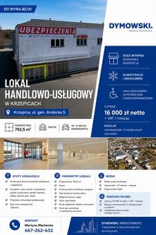 Lokal handlowo-usługowy do wynajęcia,Krzepice, ul. Andersa 5