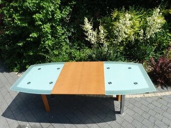 Stół do salonu szklano-drewniany rozkładany