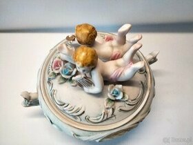 Szkatuła -włoska porcelana Putto - bomboniera - 1