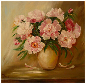 Piwonie obraz olejny 50-50cm