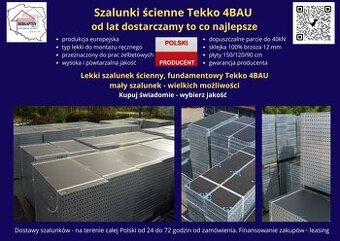 Szalunki ścienne Tekko  szalunek lekki tani 26 m2 Kolno Pisz