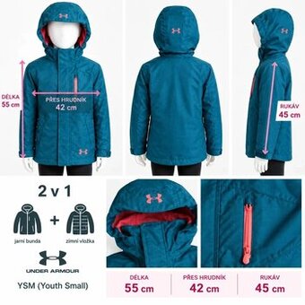 2 v 1 kurtka Under Armour 140–145 cm / 10 let