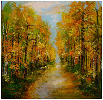 Jesienny las obraz olejny 50-50cm