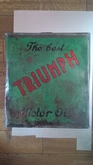 Unikátní 5-galonová plechovka TRIUMPH MOTOR OIL (30. léta, Č - 1