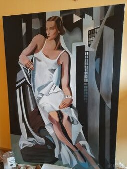 Tamara Łempicka Allan Bott rękodzieło 100 na 70 cm - obraz