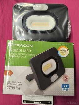 Reflektor Tracon SMD LED, czarny, z czujnikiem ruchu