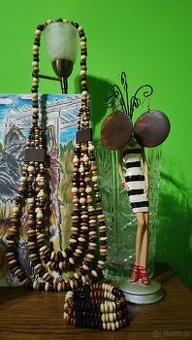 3-częściowy zestaw drewnianej biżuterii w stylu Boho