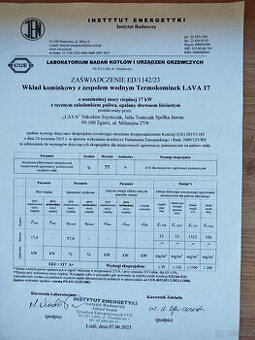 używany kominek z płaszczem wodnym Lava Base PL 17 kW