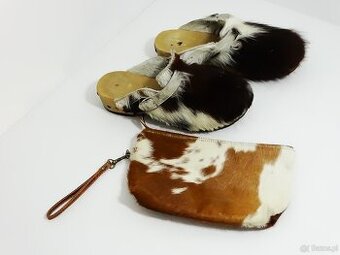 Drewniaki z naturalnej skóry bydlęcej z futrem oraz kopertów