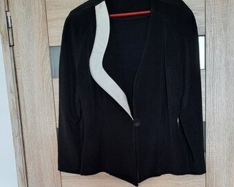Marynarka, żakiet, czarny, jednostronna biała klapa - super