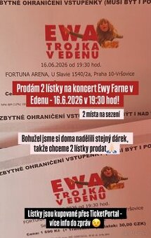 2x vstupenka Ewa Farna v Edenu 3
