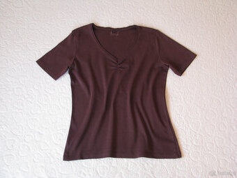 Brązowa koszulka, bluzka z krótkim rękawem T-shirt, rozm. 42