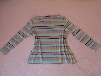 Lekka bluzka z długim rękawem, rozm. L w popielato-miętowe p