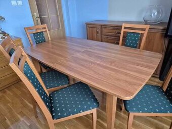 Stół i 6 krzeseł + komoda witryna i stolik