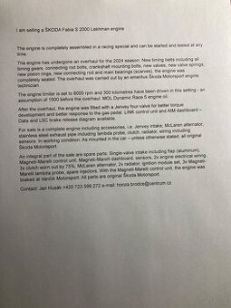 Prodám motor Škoda Fabia S 2000