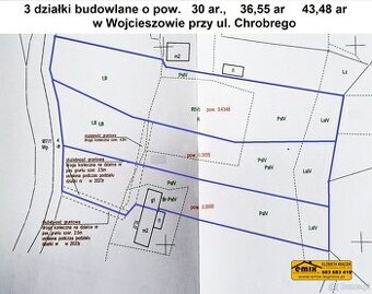 3 działki budowlane w Wojcieszowie - różne wielkości