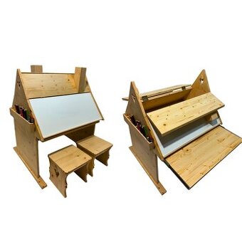 Zestaw mebli dziecięcych biurko/domek/skrzynia 4w1 z 2 tabor