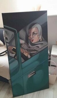 Sprzedam obraz - Kobieta w zielonym Bugatti