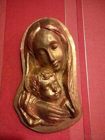Duża figura płaskorzeźba Matka Boża z dzieciątkiem Jezus .
