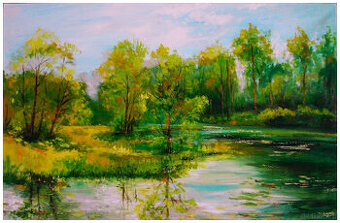 Nad wodą obraz olejny 63cm-97cm