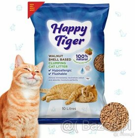 HAPPY TIGER - organiczny żwirek dla kota z łupin orzecha wło