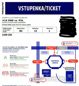 IIHF 2024 Ostrava - hokej POL vs. SWE - 4 bilety