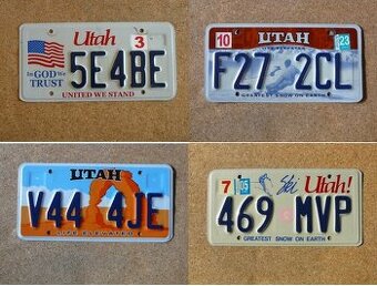 Tablica rejestracyjny USA, oryginał 4x Utah