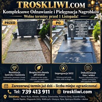 Sprzątanie grobów Nowa Ruda, odnawianie liter.