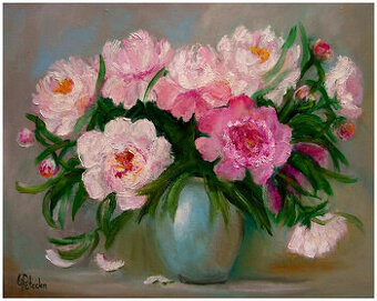 Piwonie obraz olejny 40cm-50cm