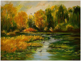 Nad jeziorem obraz olejny 60-80cm dostępny