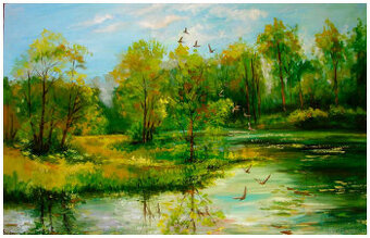 Letni poranek  obraz olejny 63cm-97cm
