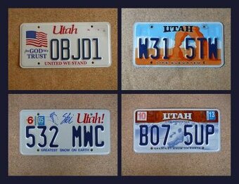 Tablica rejestracyjny USA, oryginał 4x Utah