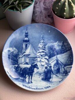 Talerz Kolekcjonerski 1984 Kobalt  Vintage