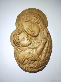 Madonna, Jezus, posągi, krzyż, świecznik, miska