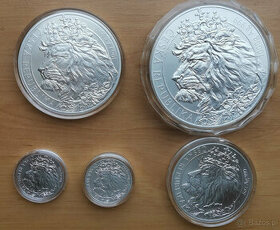 Srebrne monety - czeski lew zestaw 5 szt, świetna inwestycja
