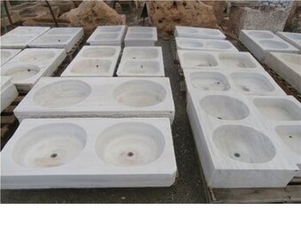 Antique spanish marble double bowl kitchen sinks