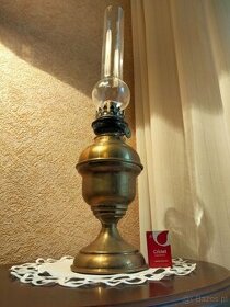 Stara lampa naftowa,olejowa 100% sprawna mosiądz kompletna. - 1