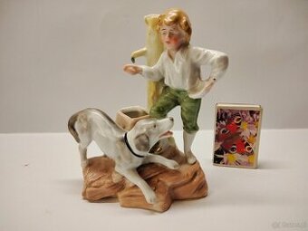 Stara śląska porcelana Suliszów Zofiówka - figura , wazonik.