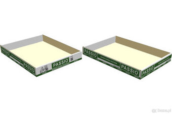 Wykrojniki na: tacki, 3 rozmiary kartonów, stand 3-poziomy.