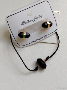 Zestaw biżuterii kamień i stal chirurgiczna