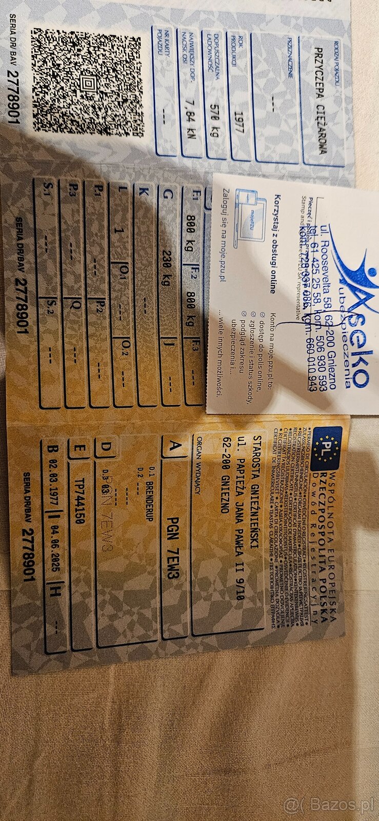 sprzedam pozostałość po przyczepie dokumenty - 2