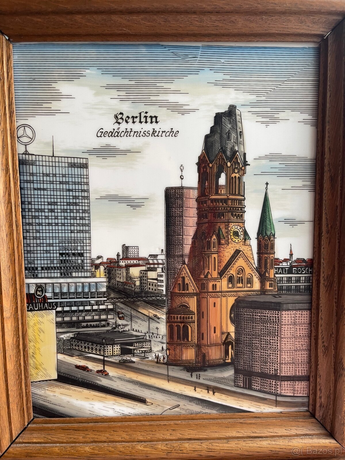 Porcelanowy /ceramiczny obraz w drewnianej ramie - 2